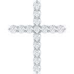 14K White 3/4 CTW Natural Diamond Cross Pendant
