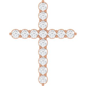 14K Rose 3/4 CTW Lab-Grown Diamond Cross Pendant
