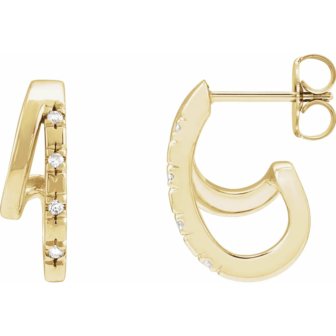 14K Yellow .05 CTW Natural Diamond Hoop Earrings