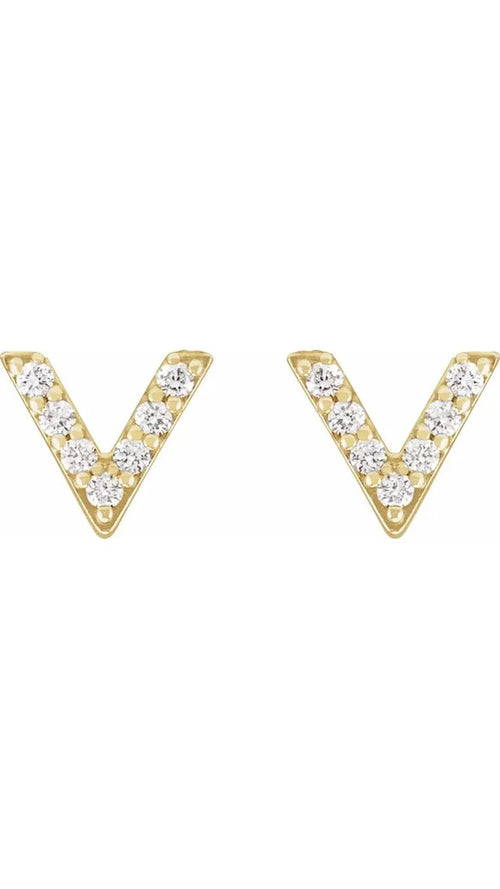 14K Yellow 1/10 CTW Natural Diamond V Earrings