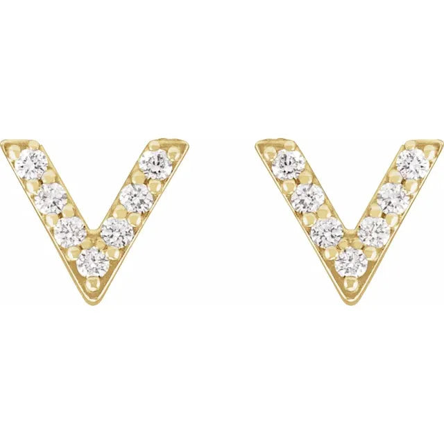 14K Yellow 1/10 CTW Natural Diamond V Earrings