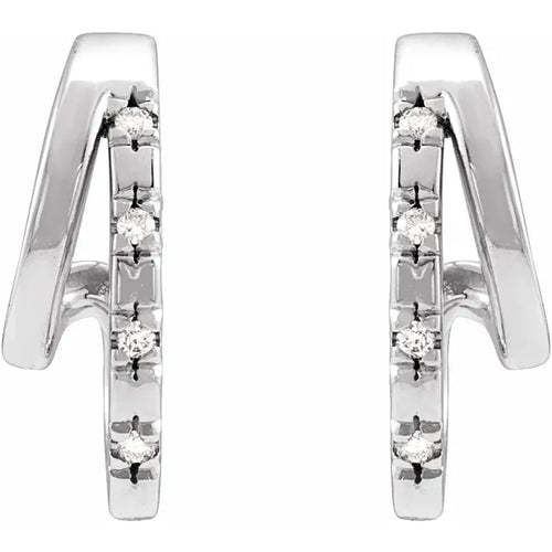 14K White .05 CTW Natural Diamond Hoop Earrings