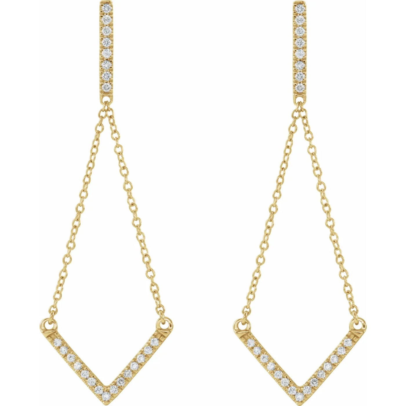 14K Yellow 1/4 CTW Natural Diamond Chain Earrings