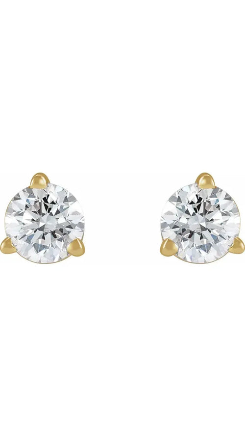 14K Yellow 1/5 CT Natural Diamond Press Fit Back Stud Earring