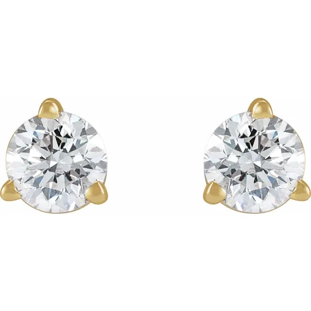 14K Yellow 1/5 CT Natural Diamond Press Fit Back Stud Earring
