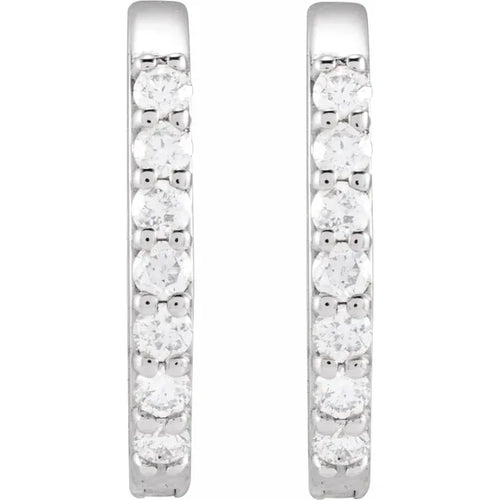 14K White 1/6 CTW Natural Diamond 15 mm Hoop Earrings