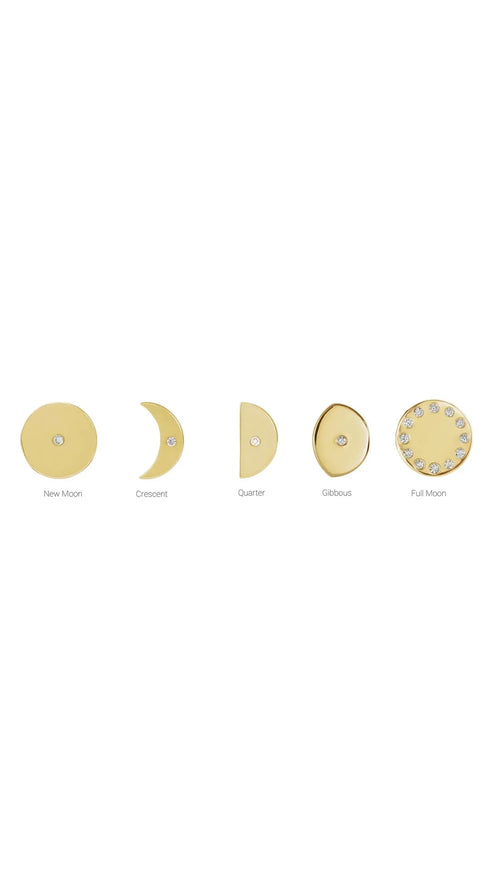 14K Yellow .05 CTW Natural Diamond Full Moon Phase Earring