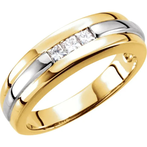 14K Yellow & White 1/4 CTW Natural Diamond Band