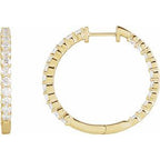 14K Yellow 3 CTW Natural Diamond Inside-Outside Hinged 30 mm Hoop Earrings