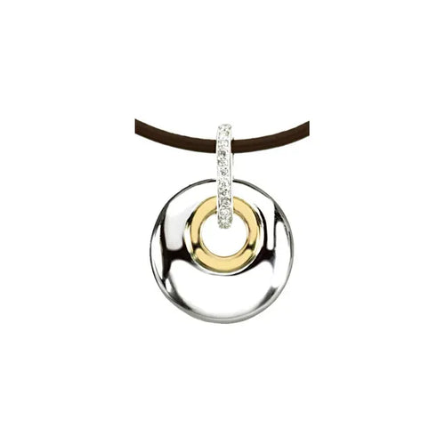 Sterling Silver & 14K Yellow .07 CTW Natural Diamond Circle 18" Necklace