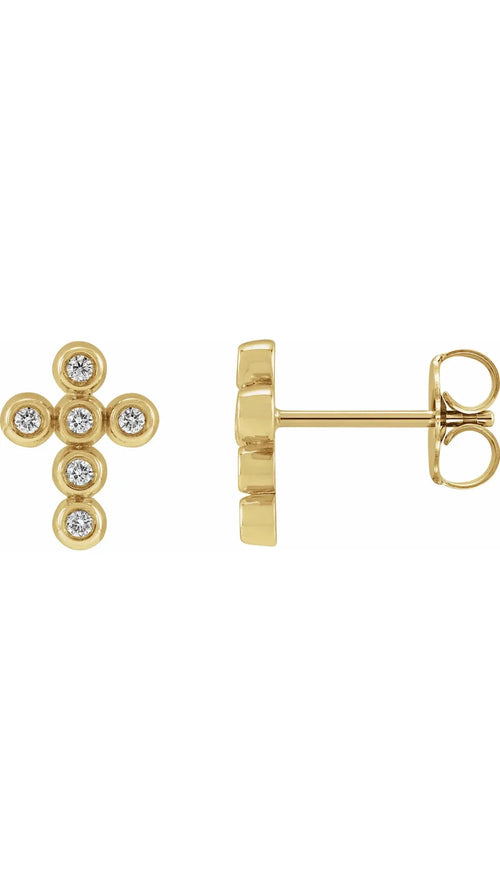 14K Yellow .08 CTW Natural Diamond Cross Earrings