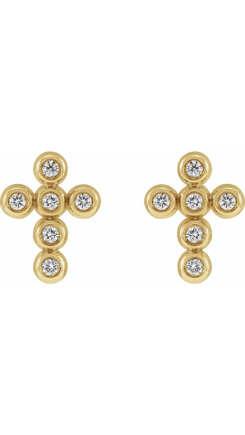 14K Yellow .08 CTW Natural Diamond Cross Earrings