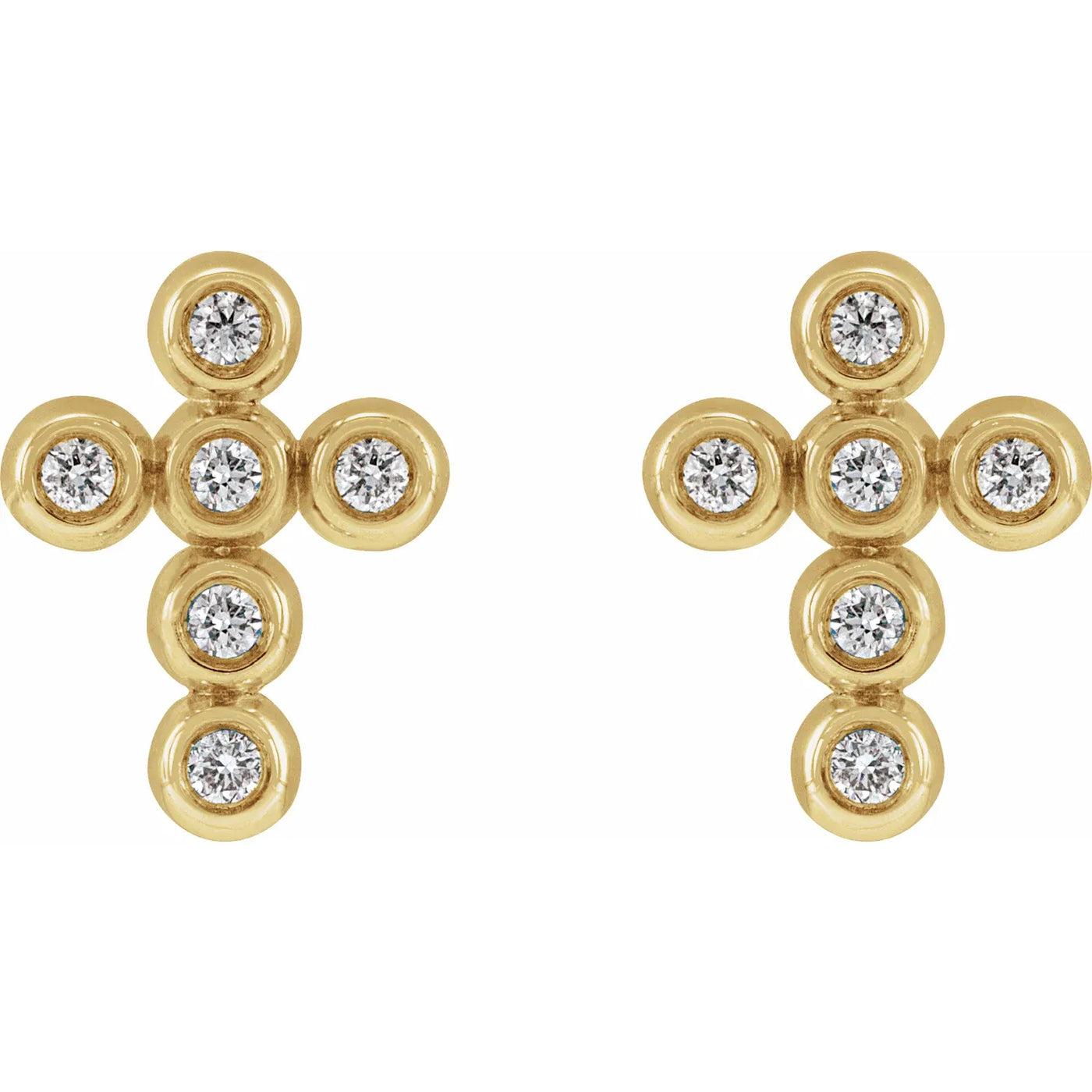 14K Yellow .08 CTW Natural Diamond Cross Earrings