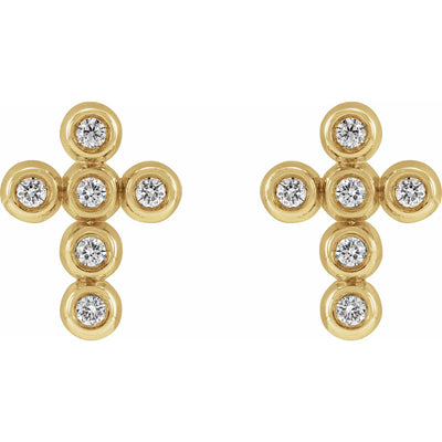 14K Yellow .08 CTW Natural Diamond Cross Earrings