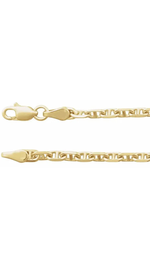 14K Yellow 2.6 mm Diamond-Cut Anchor 18" Chain