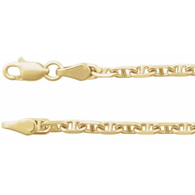 14K Yellow 2.6 mm Diamond-Cut Anchor 18" Chain