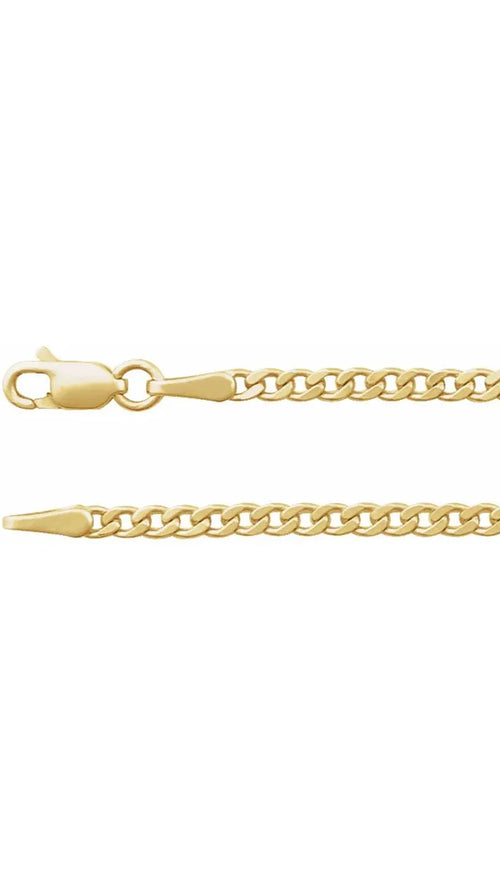 14K Yellow 2.35 mm Curb 18" Chain