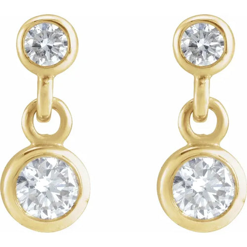 14K Yellow 1/4 CTW Natural Diamond Two-Stone Earrings