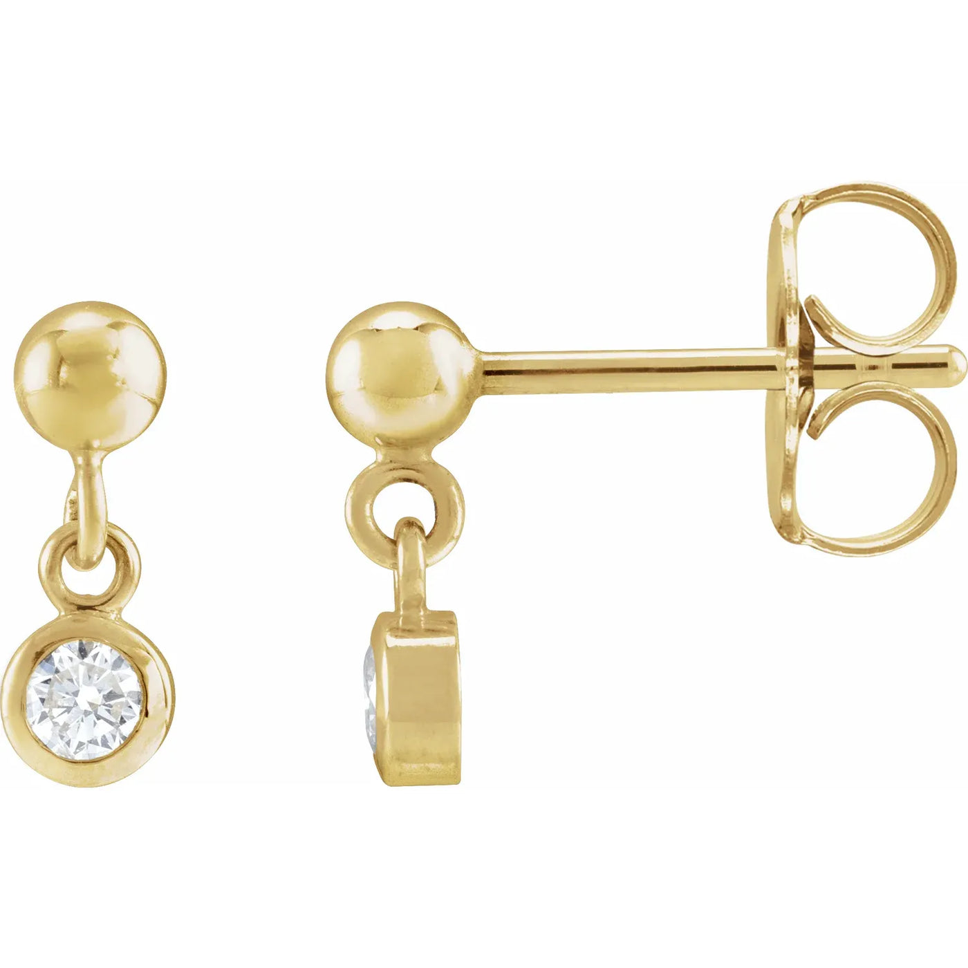 14K Yellow 1/5 CTW Natural Diamond Bezel-Set Earrings