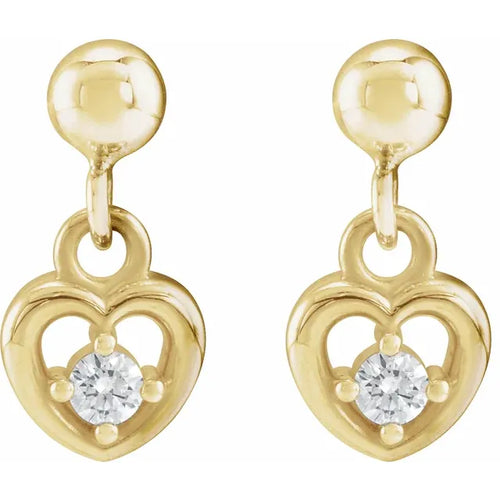 14K Yellow .06 CTW Natural Diamond Heart Earrings