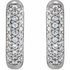 14K White 1/4 CTW Lab-Grown Diamond 12 mm Hinged Hoop Earrings