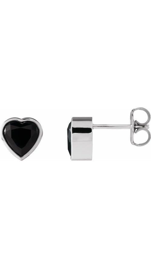 14K White Natural Black Onyx Stud Earrings
