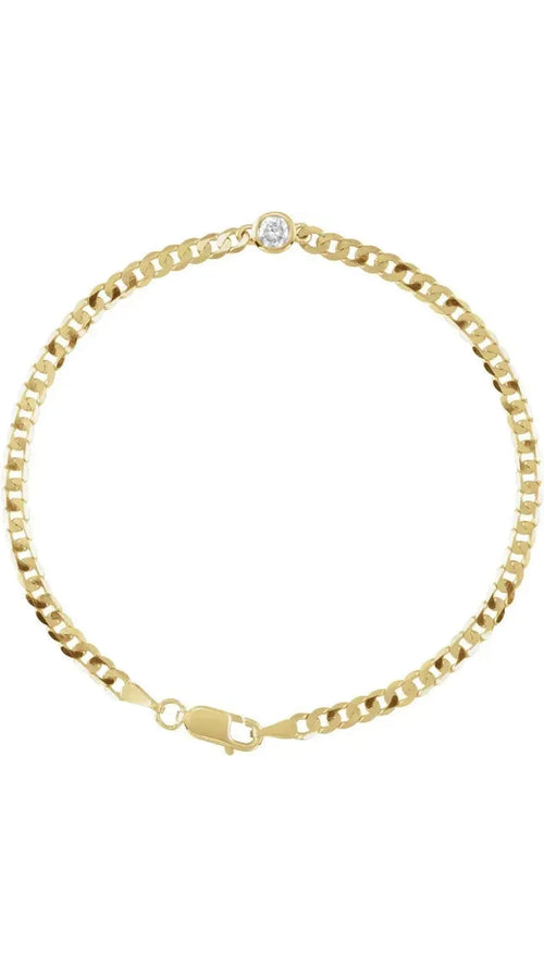 14K Yellow 1/5 CT Natural Diamond Link Bracelet