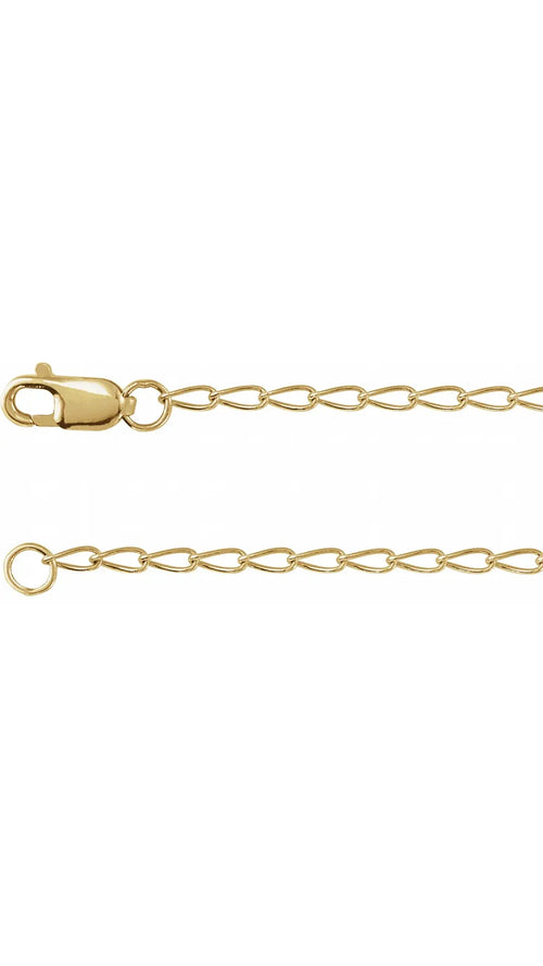 14K Yellow 1.6 mm Elongated Curb 18" Chain