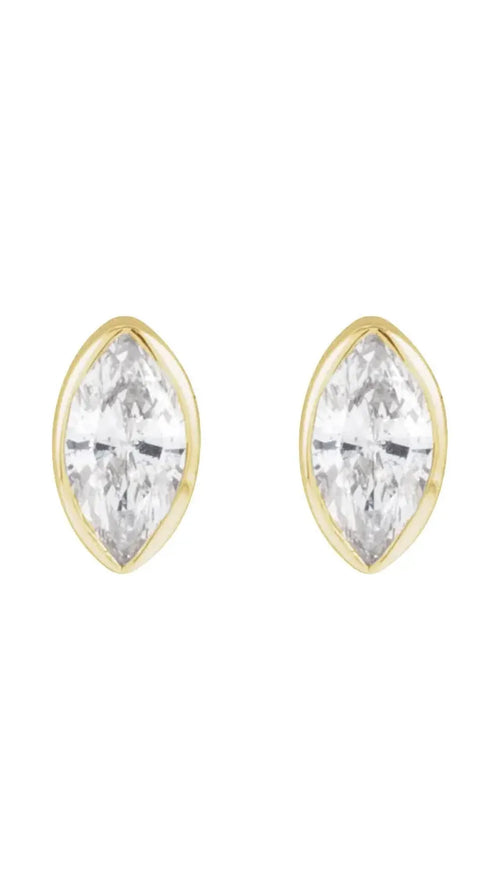 14K Yellow .03 CT Natural Diamond Press Fit Back Stud Earring