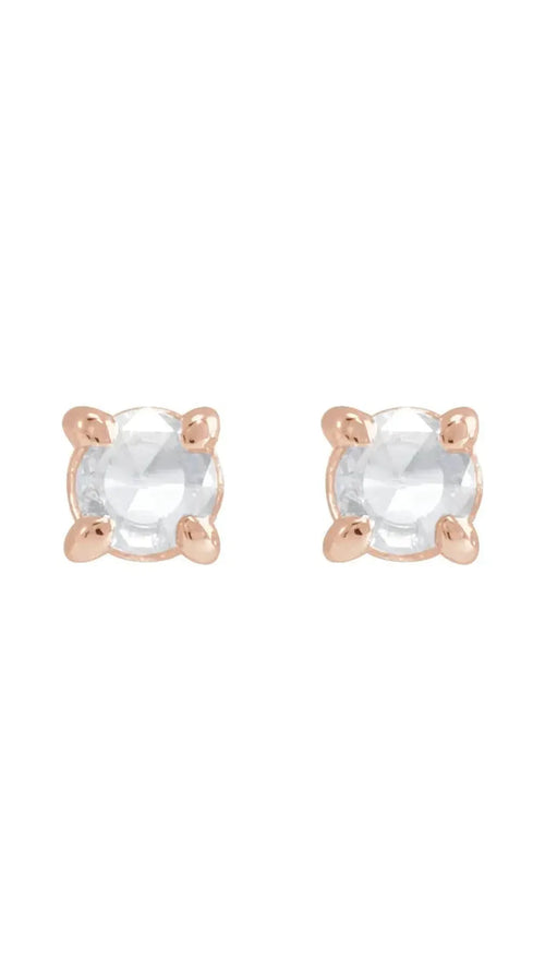 14K Rose .06 CT Rose-Cut Natural Diamond Press Fit Back Stud Earring