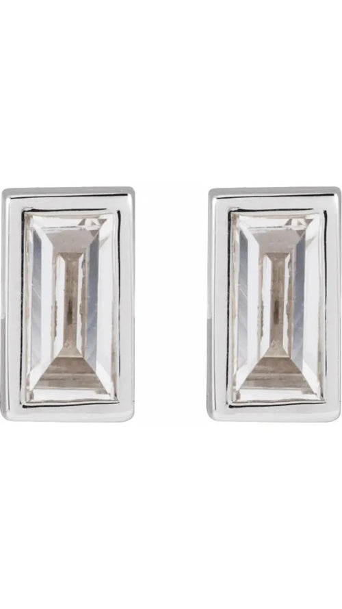 14K White .07 CT Natural Diamond Press Fit Back Stud Earring