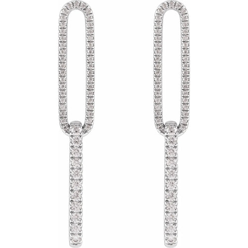 14K White 1/2 CTW Lab-Grown Diamond Elongated Link Earrings