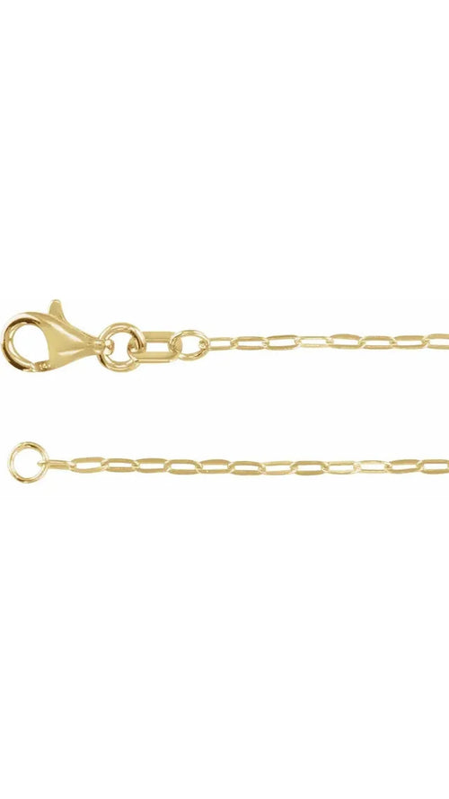 14K Yellow 1.25 mm Paperclip-Style 7" Chain