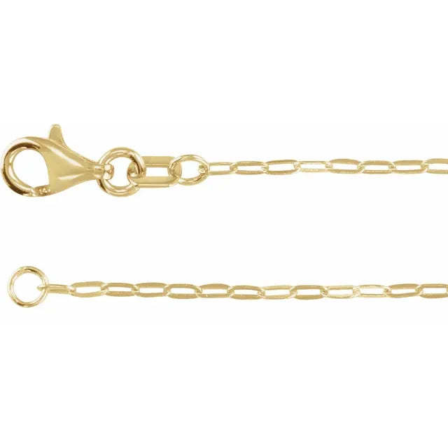 14K Yellow 1.25 mm Paperclip-Style 7" Chain