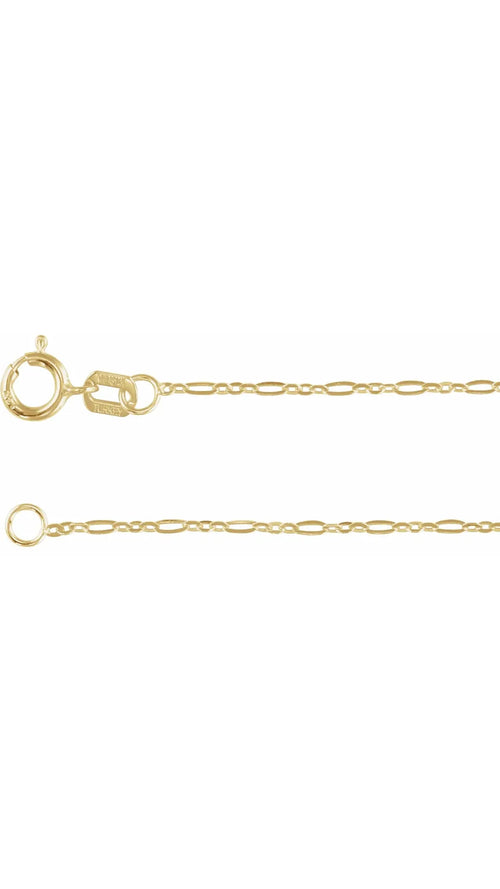 14K Yellow 1.55 mm Figaro 16" Chain
