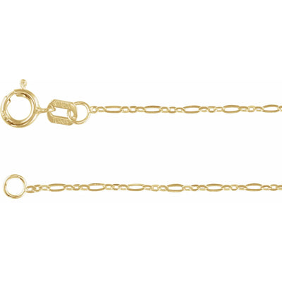 14K Yellow 1.55 mm Figaro 16" Chain