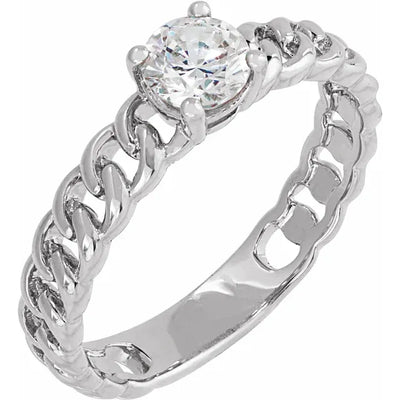 14K White 1/2 CT Lab-Grown Diamond Solitaire Ring