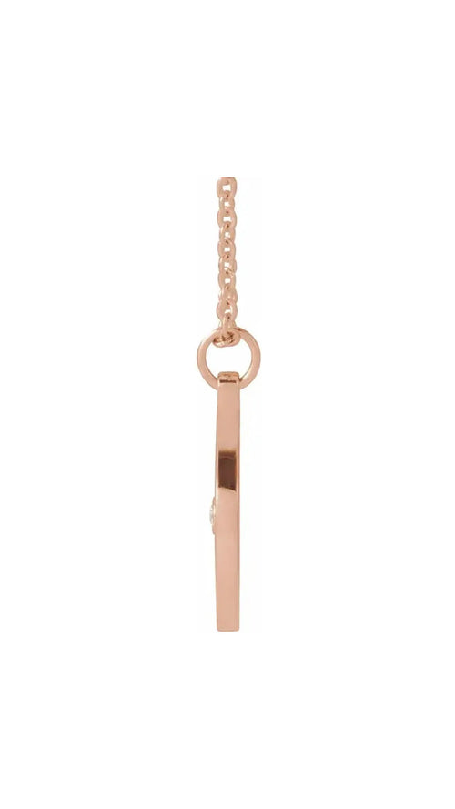 14K Rose .015 CT Natural Diamond Compass 16-18" Necklace