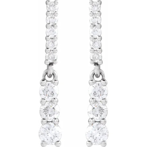 14K White 1/4 CTW Natural Diamond Dangle Earrings