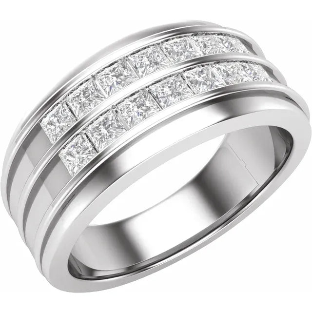 14K White 1 1/4 CTW Lab-Grown Diamond Mens Band