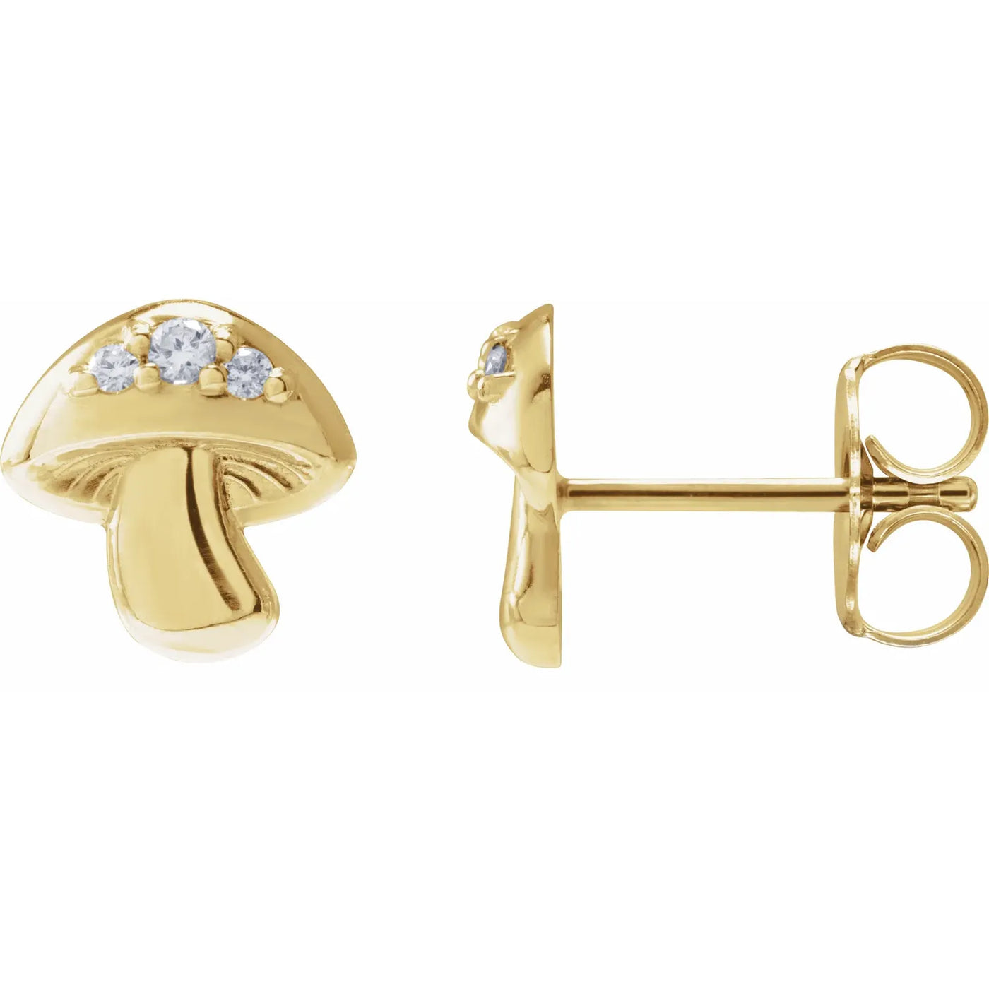 14K Yellow .05 CTW Natural Diamond Mushroom Earrings