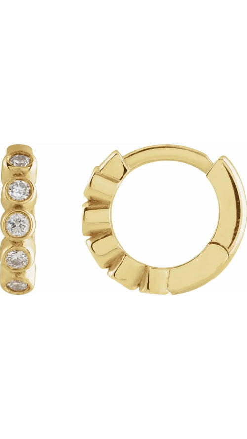 14K Yellow 1/8 CTW Natural Diamond 10.25 mm Hinged Hoop Earrings