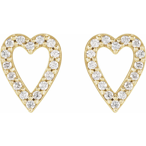 14K Yellow 1/4 CTW Natural Diamond Heart Earrings