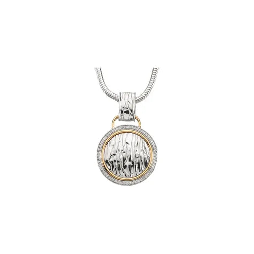 Sterling Silver & 14K Yellow 1/3 CTW Natural Diamond Elephant Skin 18" Necklace