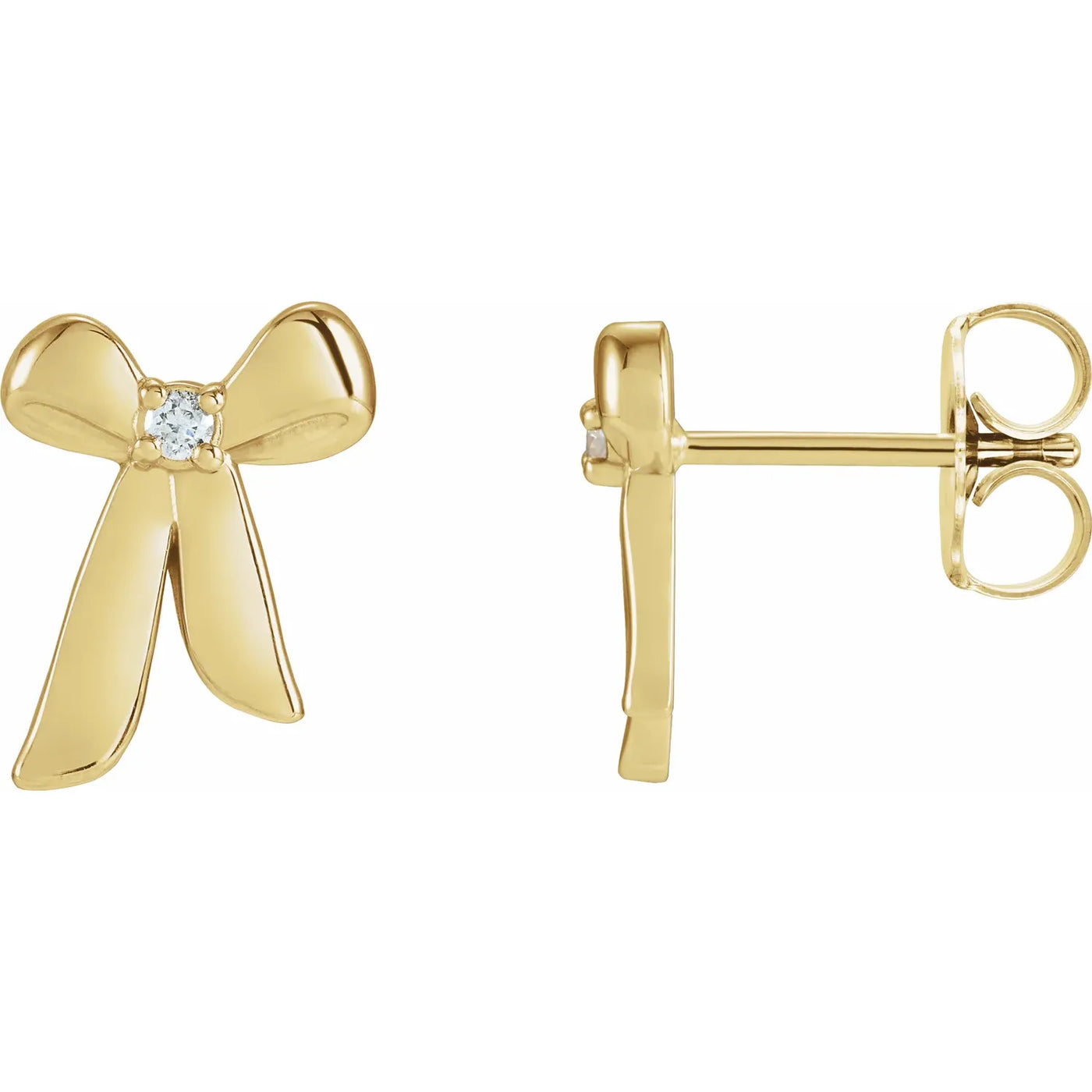 14K Yellow .03 CTW Natural Diamond Bow Earrings