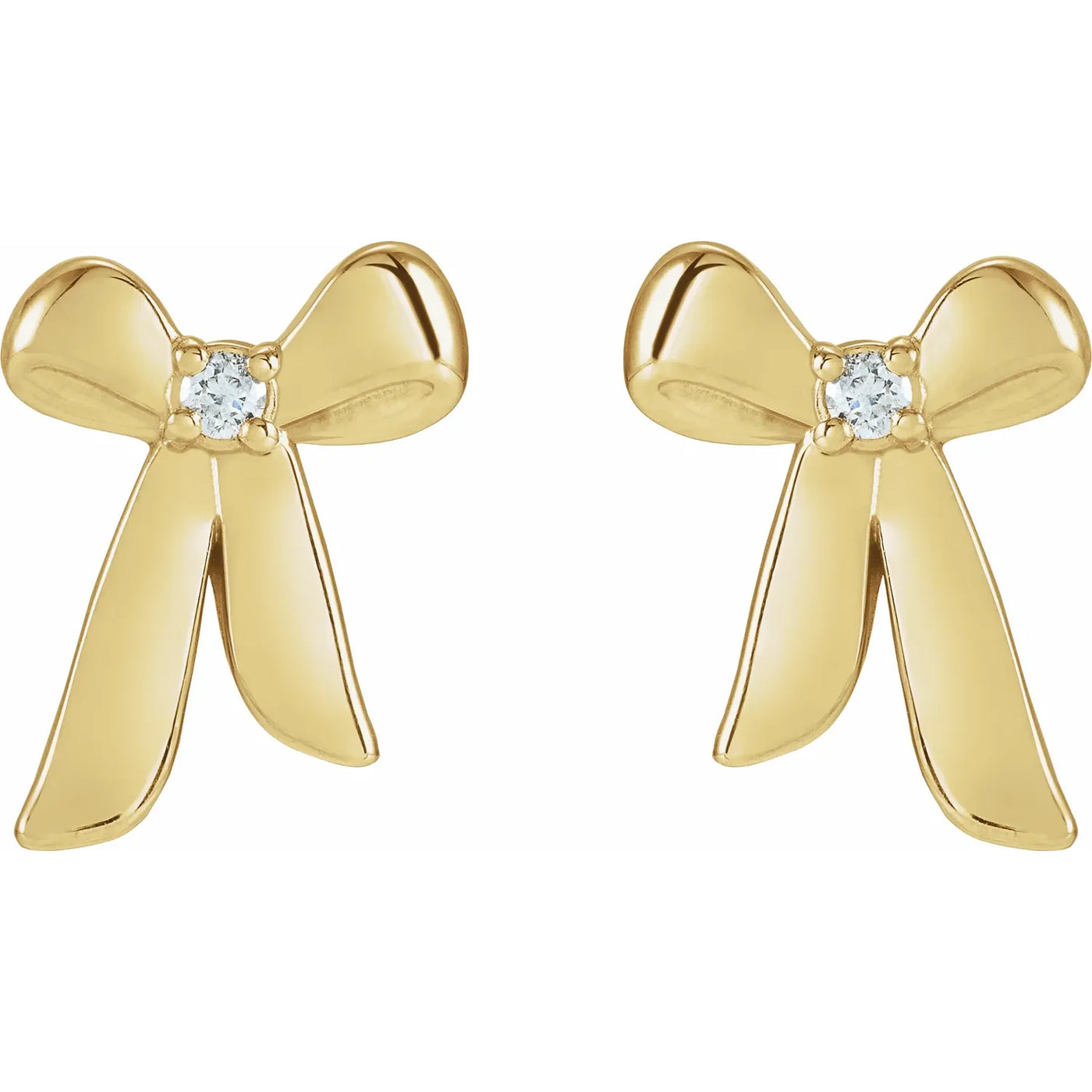 14K Yellow .03 CTW Natural Diamond Bow Earrings