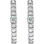 14K White 1/6 CTW Natural Diamond 13.6 mm Hoop Earrings