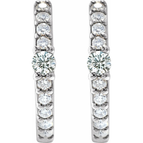 14K White 1/6 CTW Natural Diamond 13.6 mm Hoop Earrings