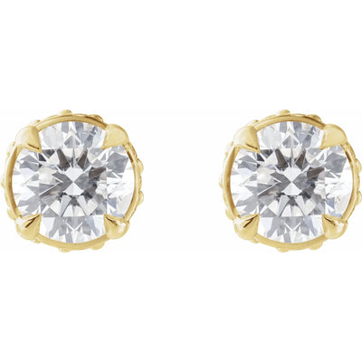 14K Yellow 9/10 CTW Natural Diamond Hidden Halo Earrings
