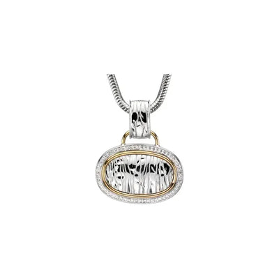 Sterling Silver & 14K Yellow 1/3 CTW Natural Diamond Zebra Skin 18" Necklace